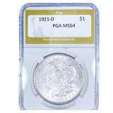 1921-D Morgan Silver Dollar PGA MS64