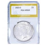 1923-S Silver Peace Dollar PGA MS64
