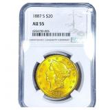 1887-S $20 Gold Double Eagle NGC AU55