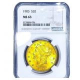 1903 $20 Gold Double Eagle NGC MS63
