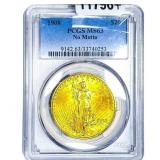 1908 $20 Gold Double Eagle PCGS MS63 No Motto
