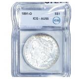 1891-O Morgan Silver Dollar ICG AU58