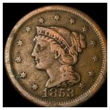 1853 Braided Hair Large Cent ABOUT UNCIRCULATED