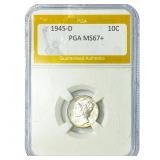 1945-D Mercury Silver Dime PGA MS67+