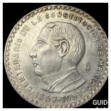 1957Mo Mexico Silver 5 Pesos