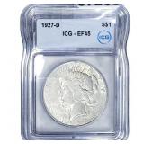 1927-D Silver Peace Dollar ICG EF45