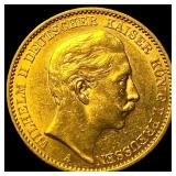 1911-A Gold 20 Mark Germany Wilhelm II CHOICE BU