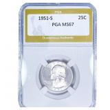 1951-S Washington Silver Quarter PGA MS67