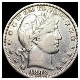 1892 Silver Half Dollar (Barber) CLOSELY UNCIRCULA