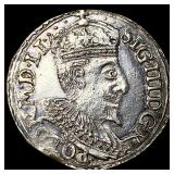 1595 Poland Silver 3 Groschen Sigismund III Vasa U