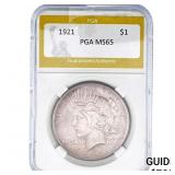 1921 Silver Peace Dollar PGA MS65