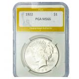 1922 Silver Peace Dollar PGA MS66