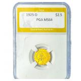 1925-D $2.50 Gold Quarter Eagle PGA MS64