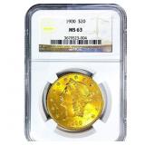 1900 $20 Gold Double Eagle NGC MS63