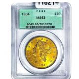 1904 $20 Gold Double Eagle PCGS MS63