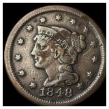 1848 Braided Hair Large Cent LIGHTLY CIRCULATED