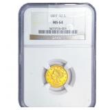 1897 $2.50 Gold Quarter Eagle NGC MS64