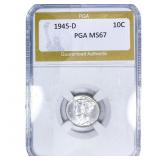 1945-D Mercury Silver Dime PGA MS67