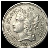 1866 Nickel Three-Cent Piece CLOSELY UNCIRCULATED