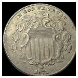 1871 Shield Nickel CHOICE AU