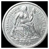 1865-S Seated Liberty Dime NEARLY UNCIRCULATED