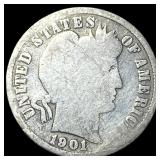 1901-S Silver Barber Dime NICELY CIRCULATED