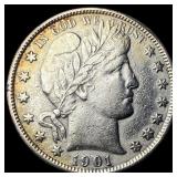 1901 Silver Half Dollar (Barber) NEARLY UNCIRCULAT