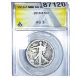1916-S Walking Liberty Half Dollar ANACS AG3
