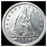 1854 Arrows Seated Liberty Quarter CHOICE AU