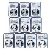 [10 Coins] 2022-W Silver Eagle NGC PF70 Ultra Came