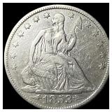 1853 Arrows Seated Liberty Half Dollar NEARLY UNCI