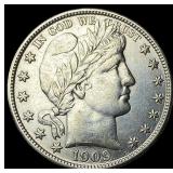 1909-S Silver Barber Half Dollar CLOSELY UNCIRCULA
