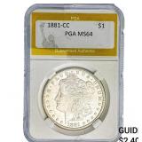 1881-CC Morgan Silver Dollar PGA MS64