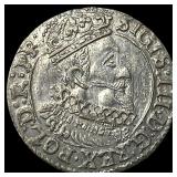 1626 Polish-Lithuanian 3 Groschen Silver Coin UNCI