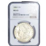 1886-S Morgan Silver Dollar NGC MS63