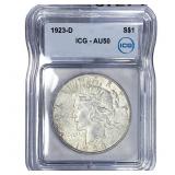 1923-D Silver Peace Dollar ICG AU50