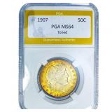 1907 Barber Half Dollar PGA MS64 Toned
