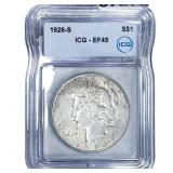 1926-S Silver Peace Dollar ICG EF45