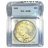 1935 Silver Peace Dollar ICG AU58
