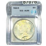 1922-D Silver Peace Dollar ICG AU55