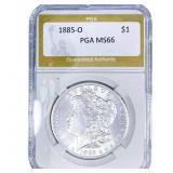 1885-O Morgan Silver Dollar PGA MS66