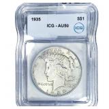 1935 Silver Peace Dollar ICG AU50