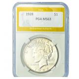 1928 Silver Peace Dollar PGA MS63