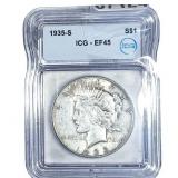 1935-S Silver Peace Dollar ICG EF45