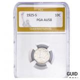 1925-S Mercury Silver Dime PGA AU58
