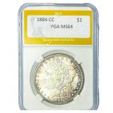 1884-CC Morgan Silver Dollar PGA MS64