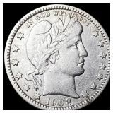 1908 Barber Silver Quarter NEARLY UNCIRCULATED