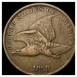 1858 Copper-Nickel Flying Eagle Cent NEARLY UNCIRC