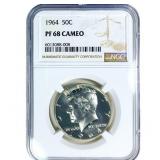 1964 Kennedy Half Dollar NGC PF68 Cameo