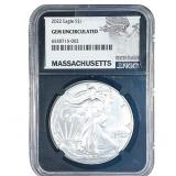 2022 Silver Eagle NGC GEM UNC Massachusetts